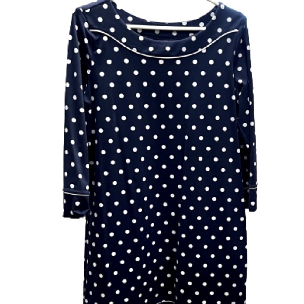 Lands End polka dot navy dress.
